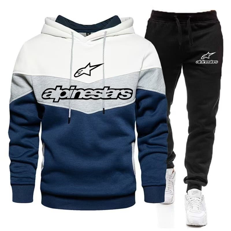 Conjunto De 2 Peças De Moletom E Com Capuz Patchwork Masculino Casual Esportivo Agasalho