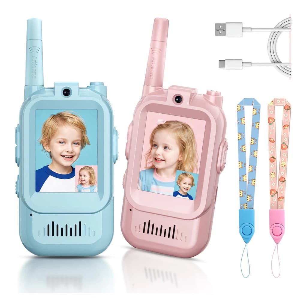 Walkie-Talkie Infantil Com Vídeo , Rádio De Comunicação Sem Fio , Tela LCD , 3 Modos De Voz , Alcance De 400 M