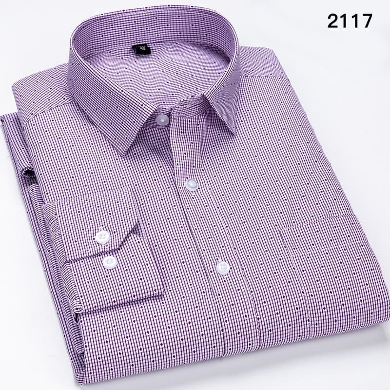 Camisa masculina de manga comprida, quatro estações, ajuste solto, listras de bolinhas, camisa xadrez fina com bolsos, p