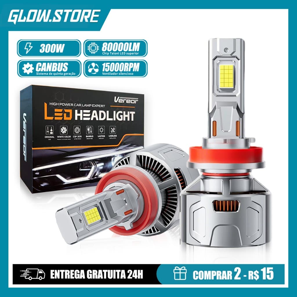 Lâmpada LED para Farol X12 Para 80000LM 300W H1 H3 H4 H7 H11 9005 9006 6000K Carro Auto Alta Brilhante