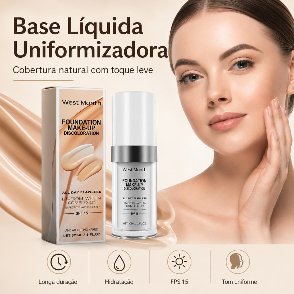 Base Que Muda De Cor – Ajuste De Temperatura Do Tom De Pele Com Combinação Automática Para Todas As Tez