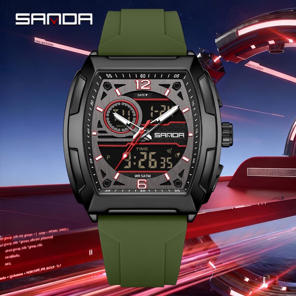 SANDA 6329 Nova Moda Casual Relógio Masculino Pulseira De Mostrador Grande Esporte Ao Ar Livre De Estudante À Prova D'ág