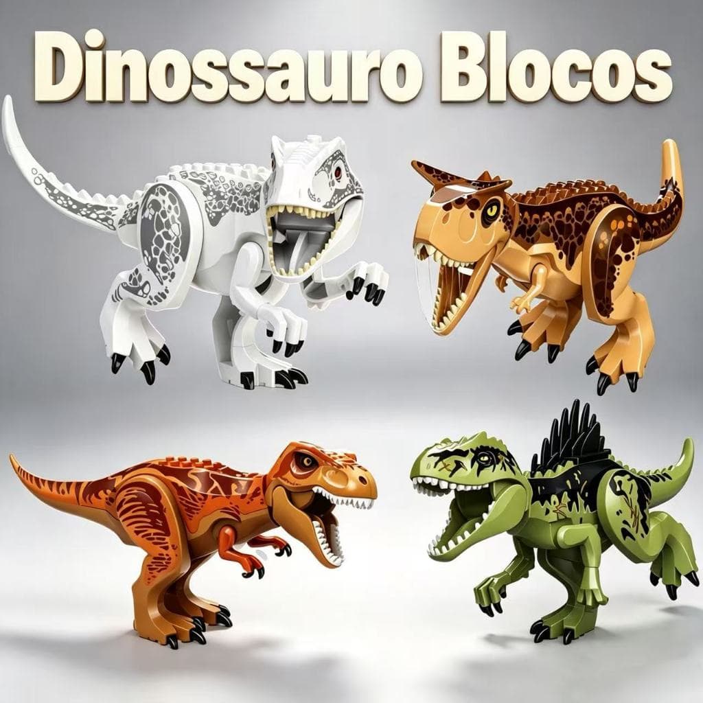 Dinossauro Blocos Jurassic Word T-Rex Velociraptor Blocos De Dinossauro Montar Brinquedos
