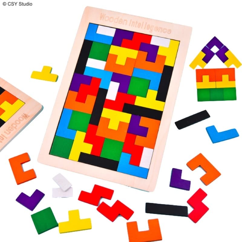 Quebra-Cabeça De Blocos Russos De Madeira Para Criançastetris Battle Tetris Brick Game Educação Infantil