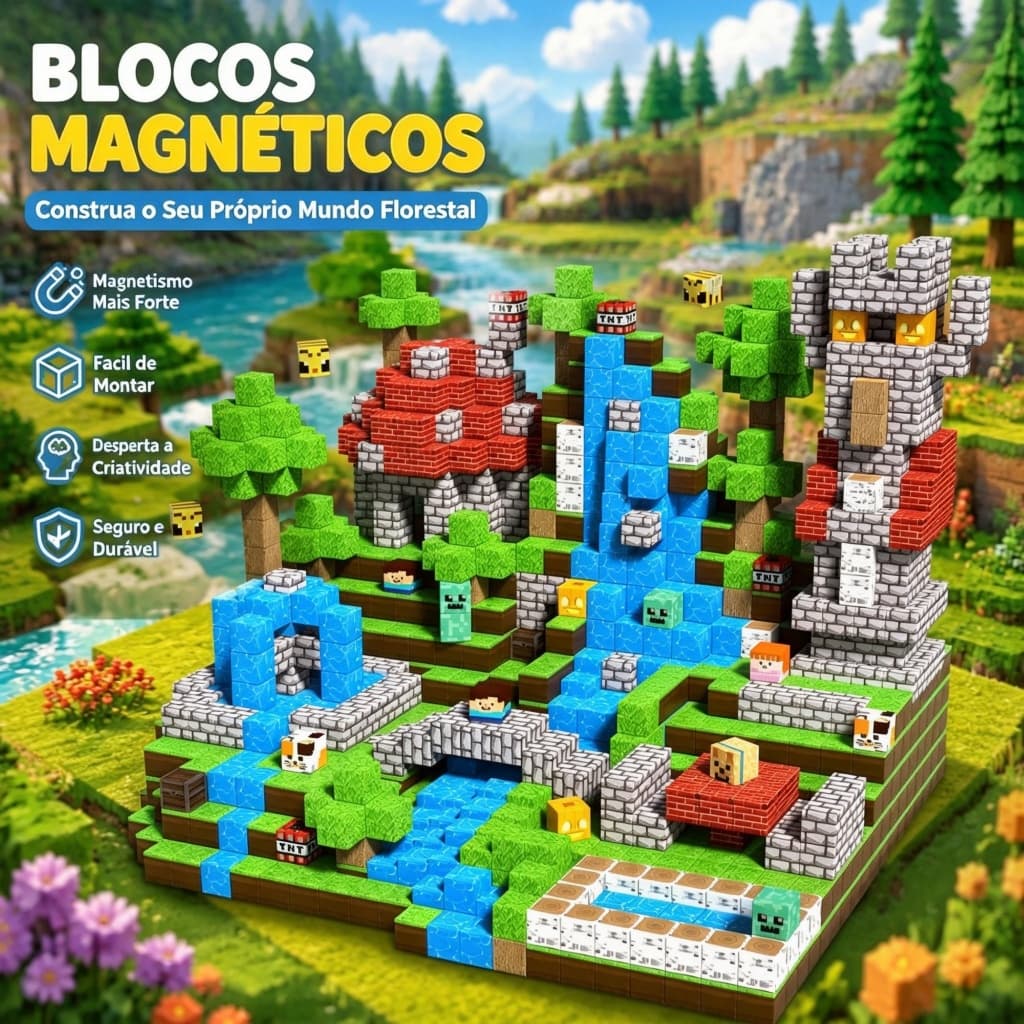 DIY Blocos Magnéticos 100 Peças Brinquedo Educativo Criativo Infantil Pixel Presente Menino Menina