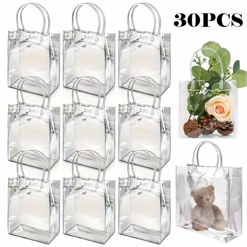 30 PCS De Sacos De Presente Transparentes Reutilizáveis-Armazenamento De Plástico Para Lembrancinhas E Presentes
