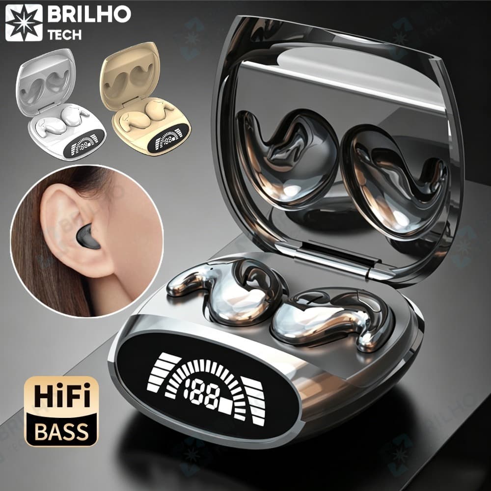 Fone De Ouvido Sem Fio Bluetooth 5.3 TWS Ruído Estéreo Cancelando Mini Earbuds À Prova D'água Ultra Longo Espera-BT