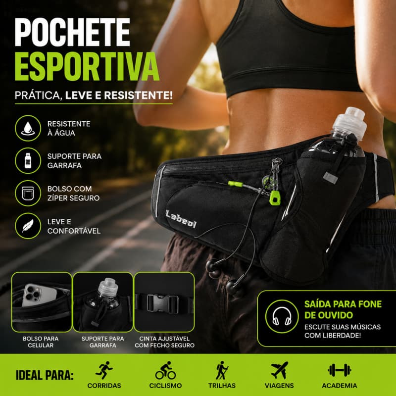 Pochete Esportiva Corrida Telefone Móvel Com Porta Garrafas De Água Para Caminhadas Ciclismo