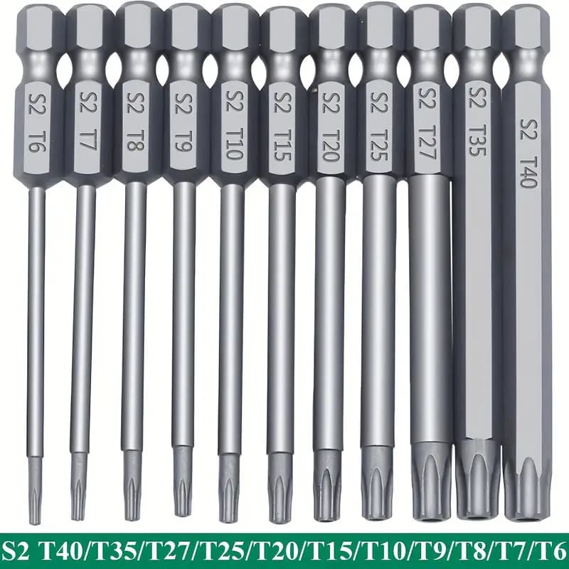 kit 11 chaves bits torx 100mm Compatíveis com parafusadeiras, chaves manuais e elétricas