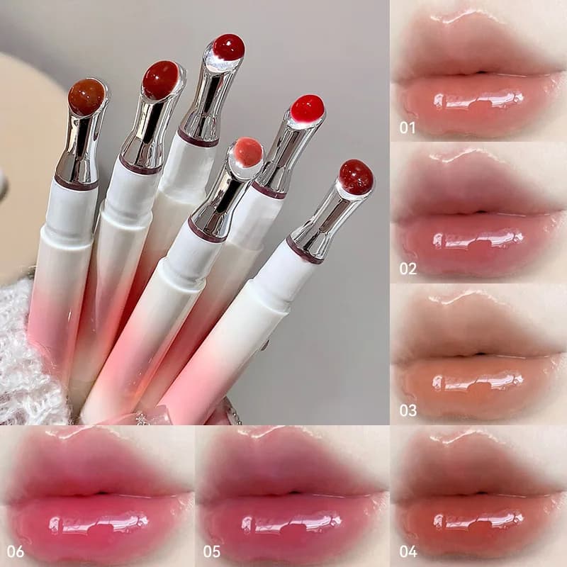 Kakashow Espelho Aquoso Brilho Labial Ferro Escova Cabeça Geléia Lipgloss Hidratante Matiz Batom Natureza Lábios Nus Maq