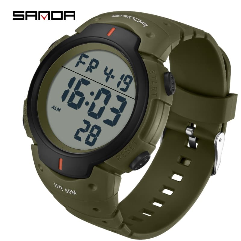 SANDA 2155 Digital Sports Boy Student Men LED Relógios De Pulso Relógio Multifuncional Eletrônico Luminoso À Prova D'águ