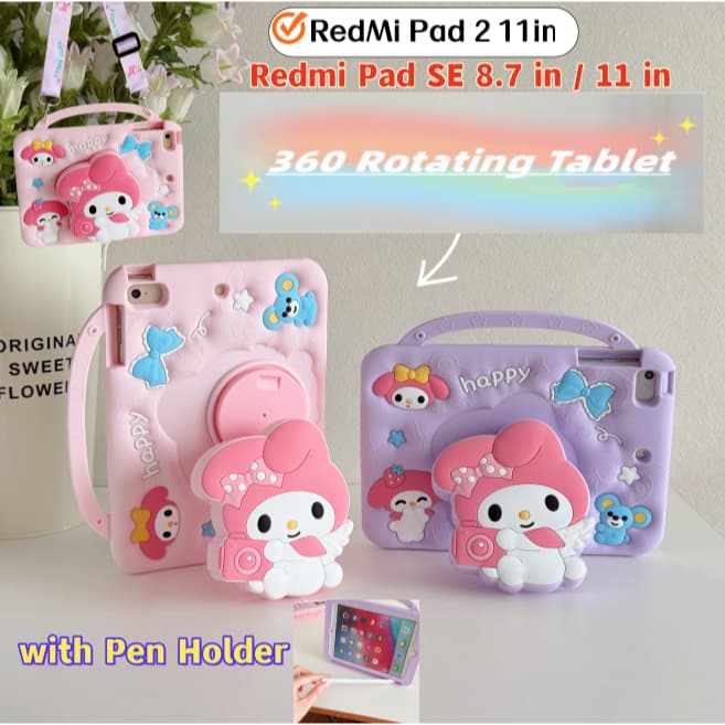 Com Suporte Para Caneta Xiaomi RedMi Pad 2 SE 11 " 8.7 " Capa Protetora 3D Cartoon My Melody Dobrável Cordão De Silicone