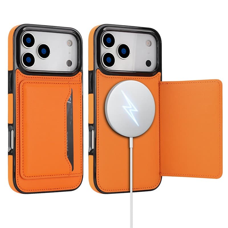 Capa Magnética De Couro De Luxo Para iPhone 17 Pro Max 11 12 13 14 15 16 Carteira De Carregamento Sem Fio Slots Vários C