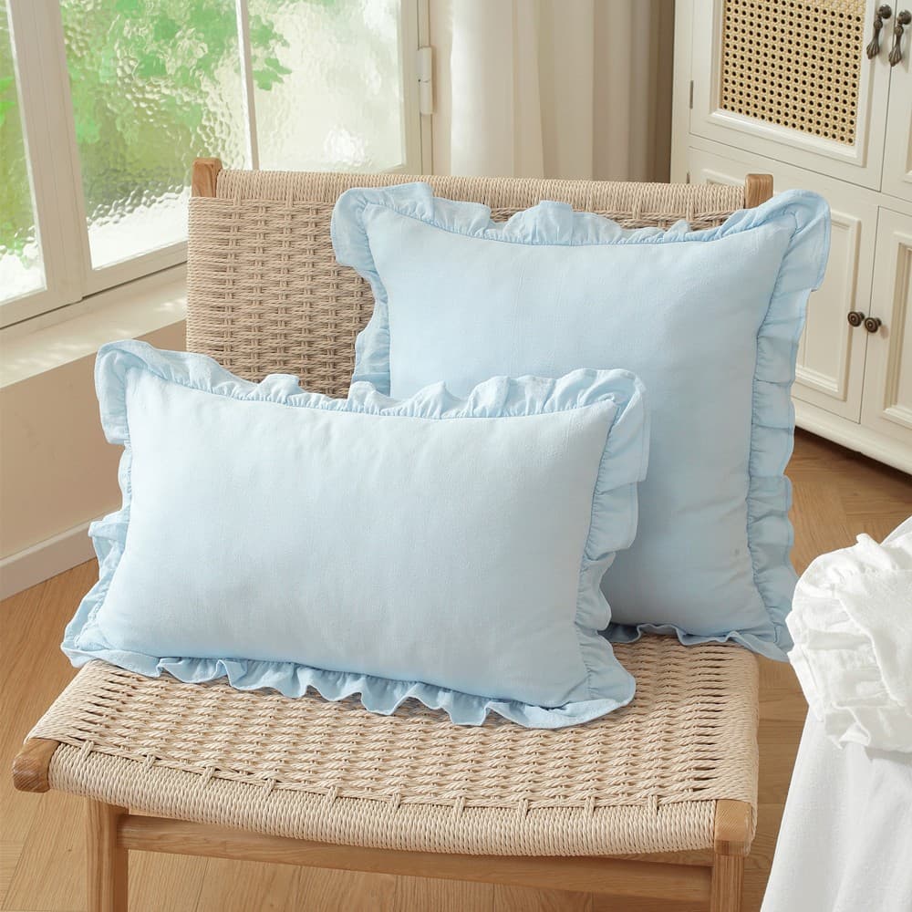 Capa De Almofada Com Babados Brancos , Macia , Fronha Decorativa Elegante Para Sofá , Quarto , Decoração De Casa