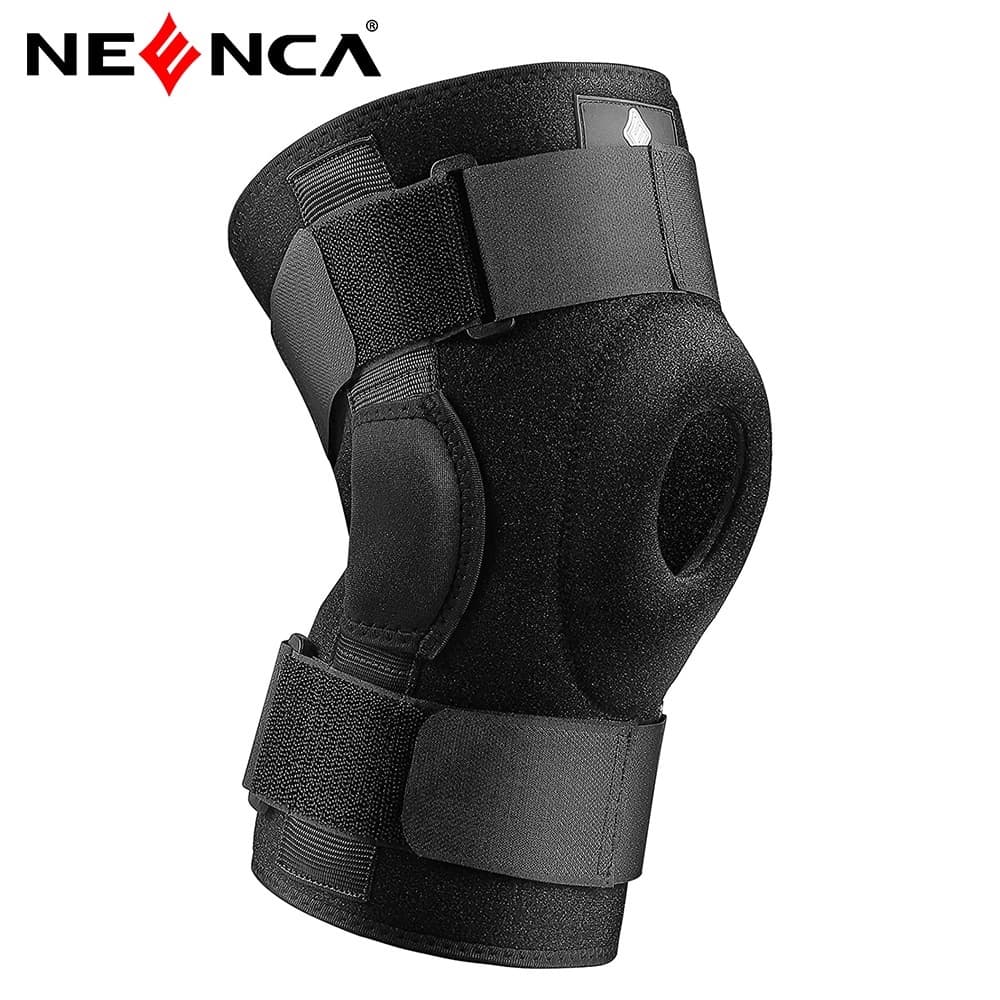 NEENCA Joelheira Profissional Articulada Ajustável Compressão Suporte para Joelho Academia Lesões Masculino Feminino