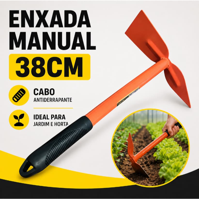 Sacho Coração 38cm Aço Carbono Cabo Emborrachado Antiderrapante Jardinagem