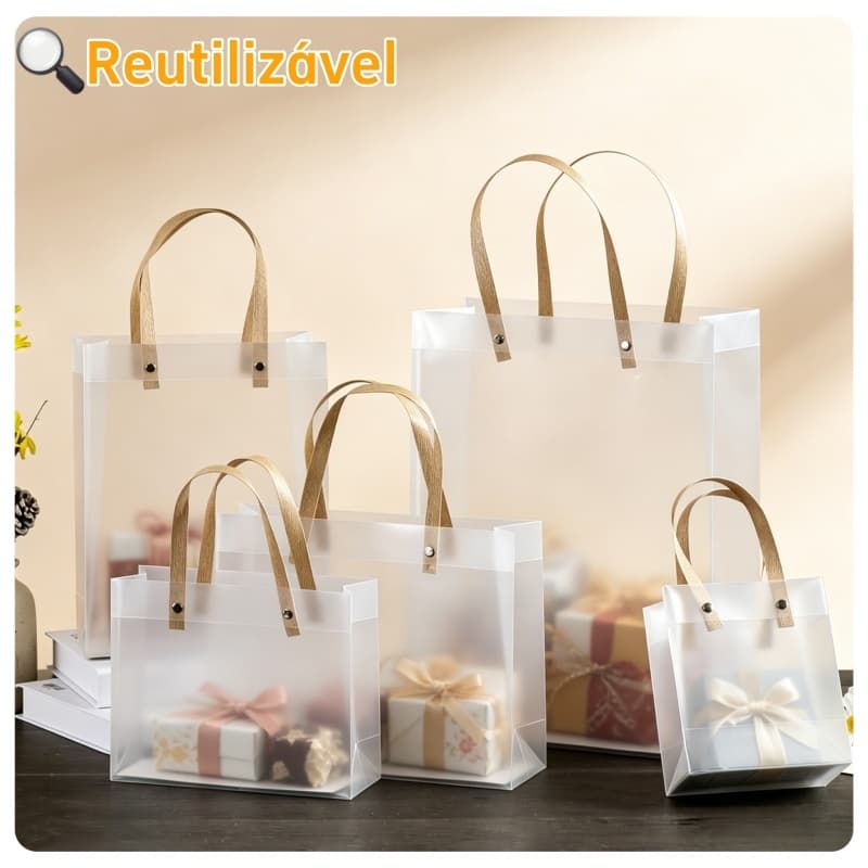 5 A 15 Sacola PVC Fosca Transparente Sacola de Alça Para Presentes Lembrancinhas Loja Aniversário