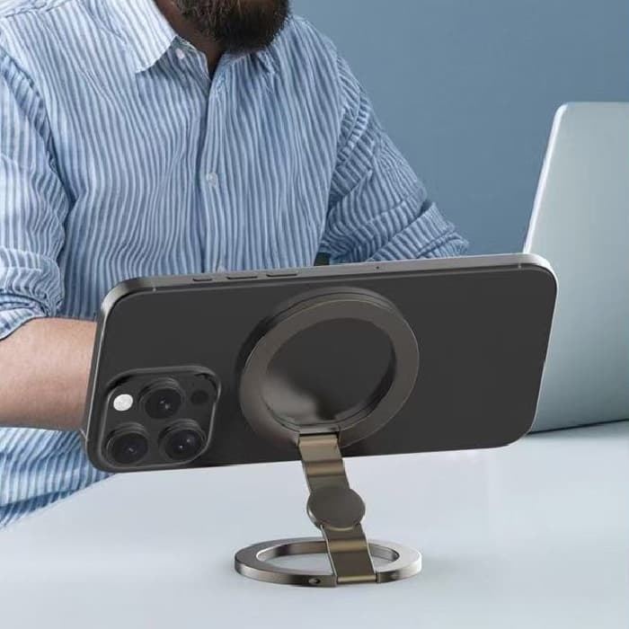 Suporte de mesa dupla face magnético giratório anel fivela suporte do telefone móvel dobrável Super magnético
