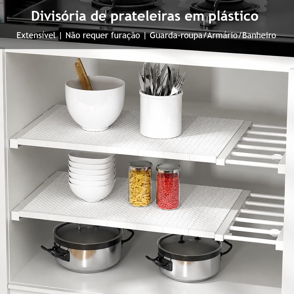 Prateleira Retrátil Inteligente Portátil, Sem Perfuração, Para Guarda-Roupas, Cozinha E Banheiros