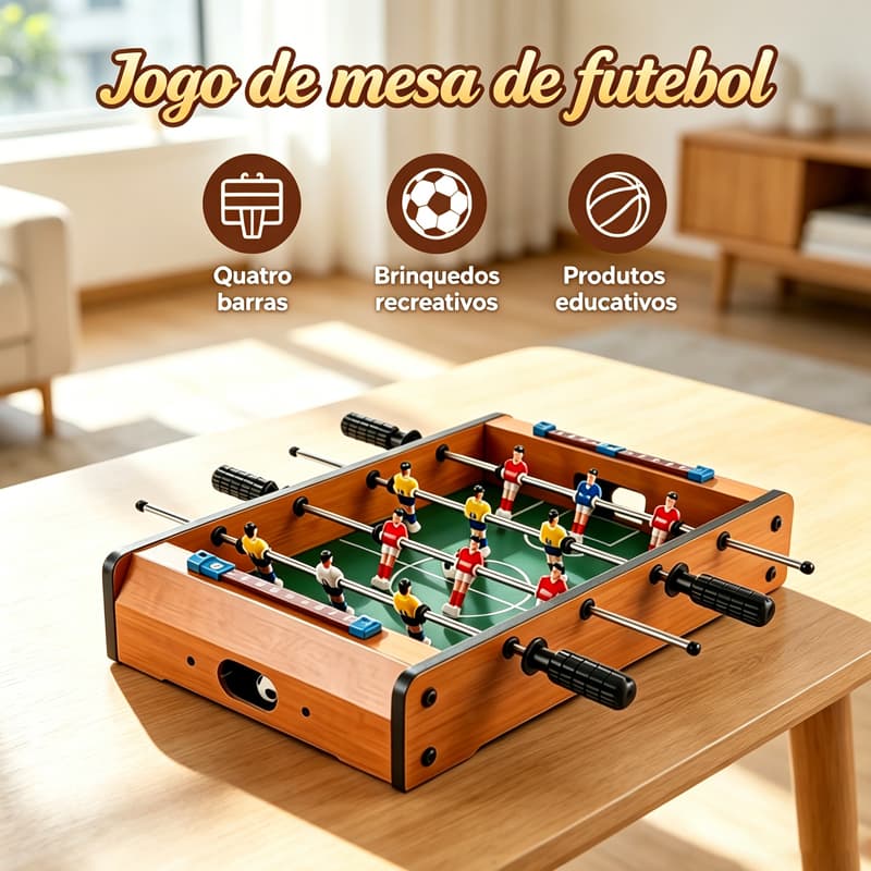 Mesa de Futebol Portátil de Madeira Jogo para Crianças e Adultos com Bolinhas e Placar - SP