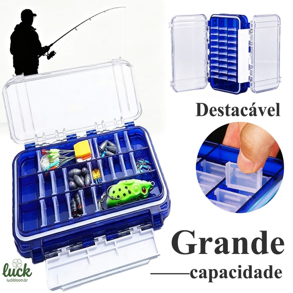 Estojo Coloridos Duplo de Pesca Grande Capacidade para Iscas Artificiais 54 Divisões Resistente