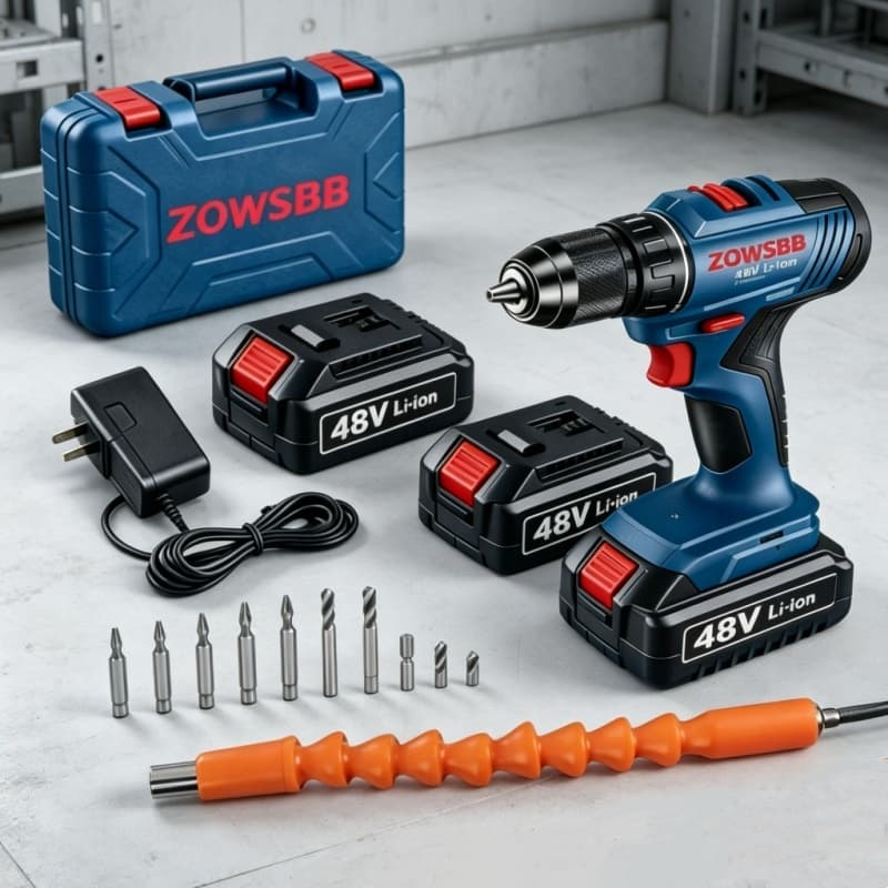 Furadeira parafusadeira 48v Brushless Furadeira elétrica 2 Baterias furadeira de impacto elétrica
