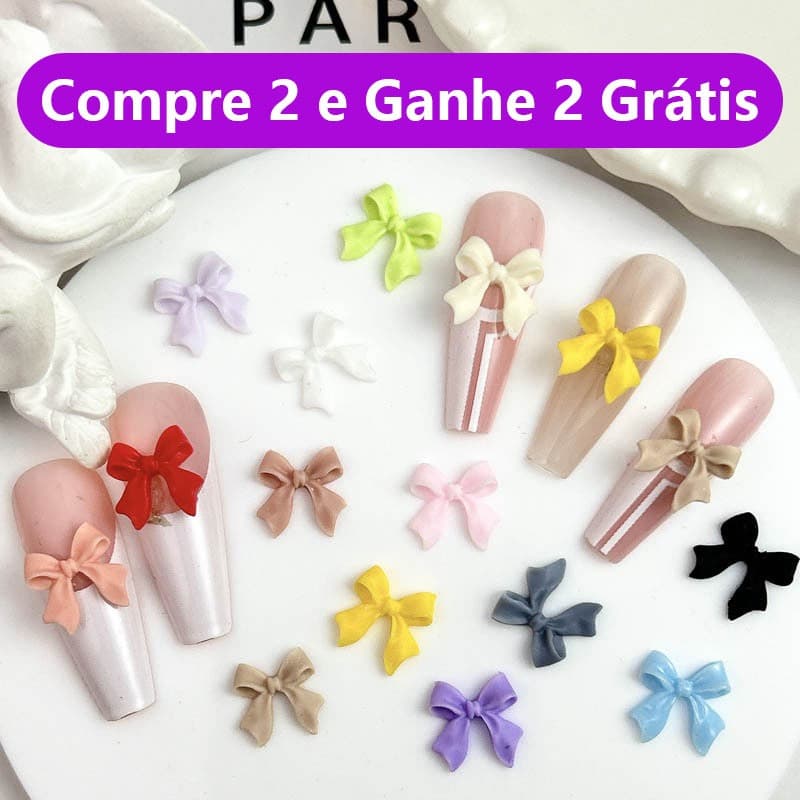 【Compre 2 e Ganhe 2 Grátis】20 Pçs Acessórios de Laço 3D para Unhas Decoração DIY