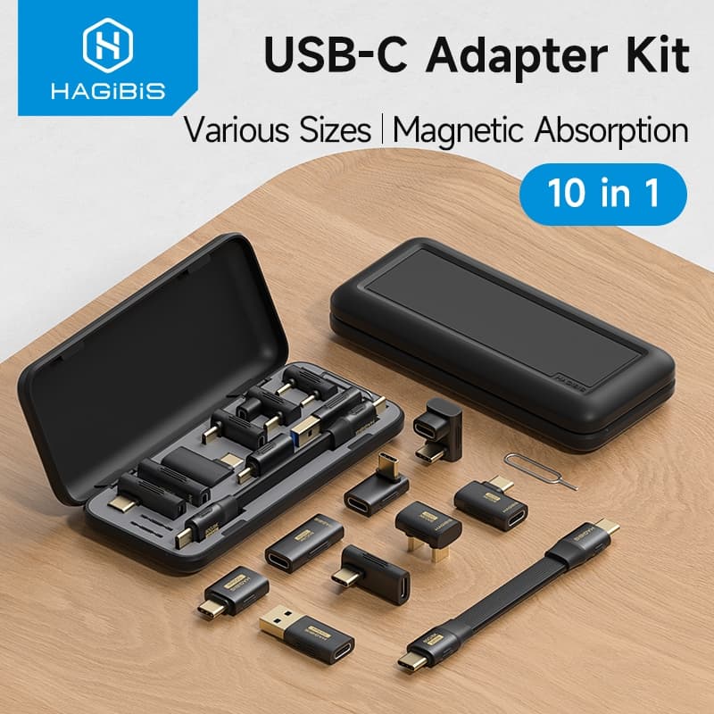Kit Adaptador Hagibis USB C Cabo USB4 Multifuncional Type De Ângulo Reto Conjunto De 90 Graus Caso De Armazenamento Pino