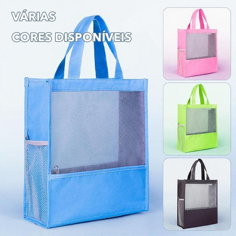 Pasta Documentos Multiuso Alça Larga Vários Bolsos 4 Cores Azul Rosa Verde Preto