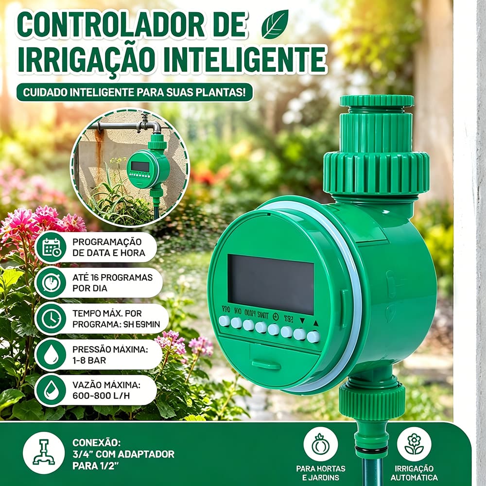 Temporizador De Irrigação De Jardim Automático Controlador De Válvula De Inteligência