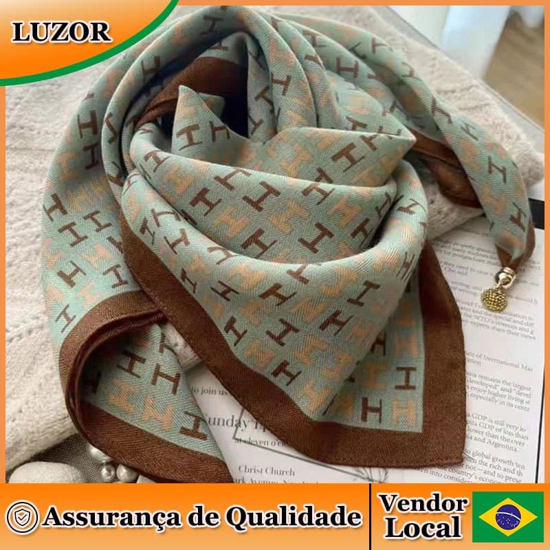 Lenço quadrado quente fivela magnética triângulo lenço de seda lenço de algodão feminino primavera outono inverno estilo