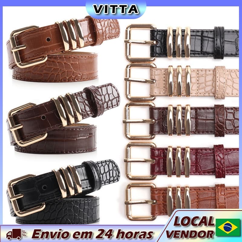VITTA Cinto feminino retrô com padrão de pedra, cinto feminino de alta qualidade, vestido decorativo, Jeans