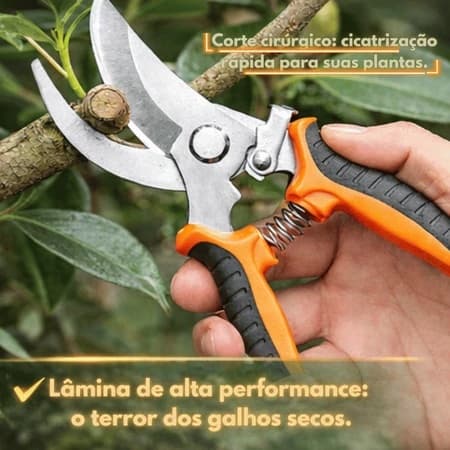 Tesoura de Poda Profissional Aço Inox Super Afiada Poda Precisa Ergonômica para Jardim e Pomar