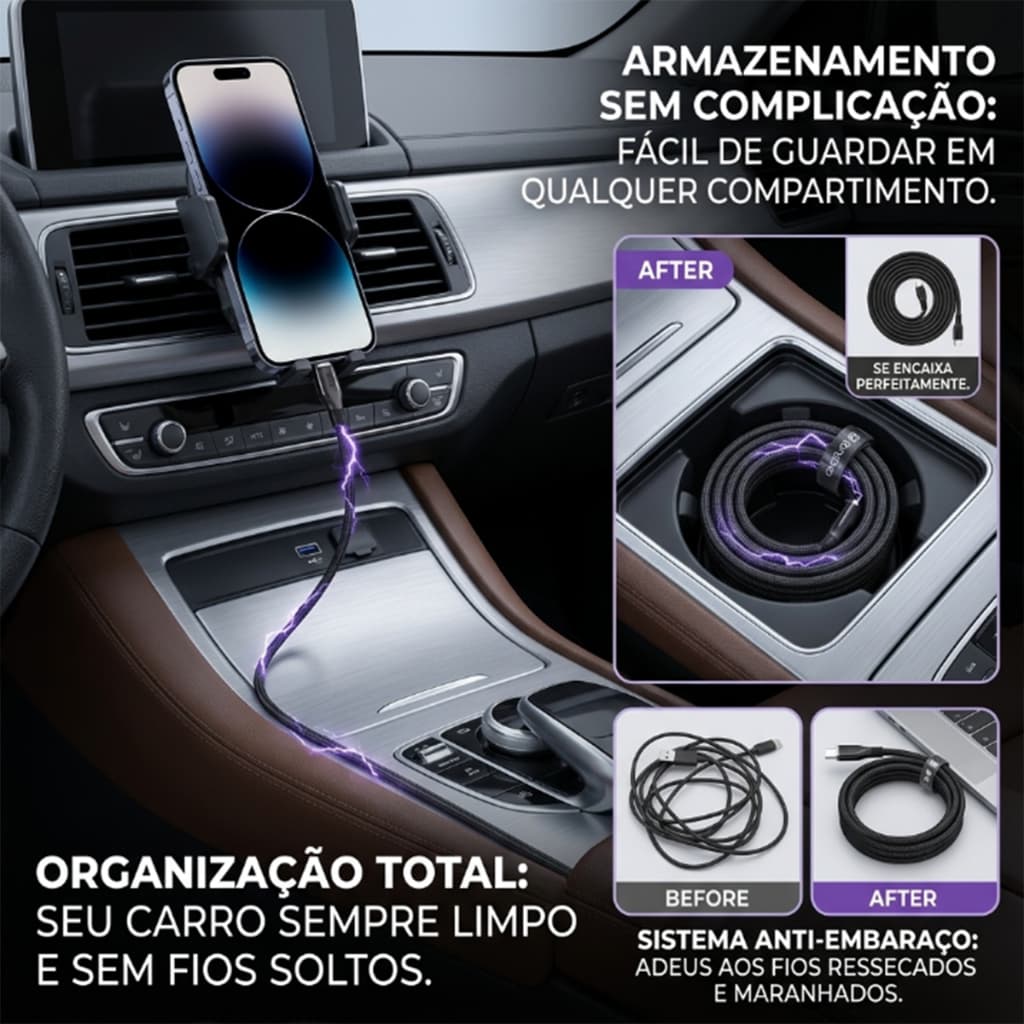 HEYOO x HREBOS Cabo de carregamento magnético com rolamento automático 100W PD Carregamento rápido 1.8m Celular Notebook