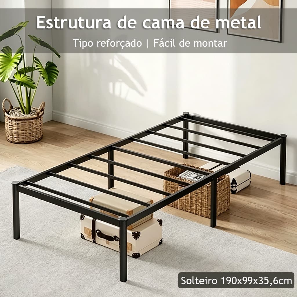 Estrado De Metal Para Cama De Casal/Cama de Solteiro, Ripas de Aço Antiderrapante, Fácil De Montar