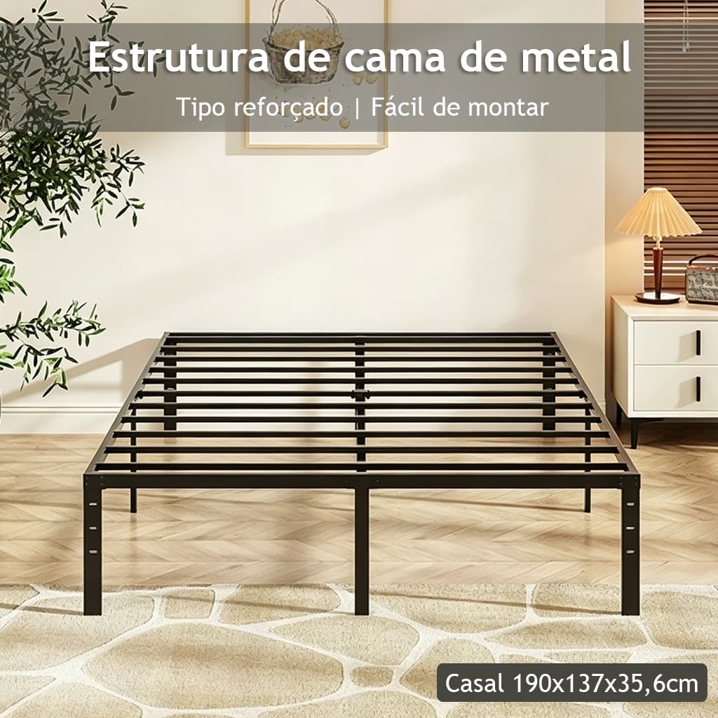 Reforçada Estrado De Metal Para Cama De Casal/Cama de Solteiro,Bom Suporte De Carga,Fácil De Montar