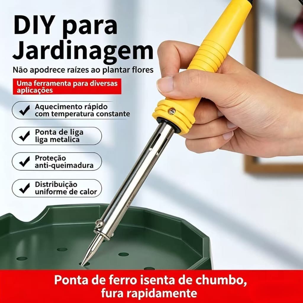 Perfurador de furos para vasos de flores artesanais, ferro de solda elétrico para garrafas plásticas, ferro de solda com