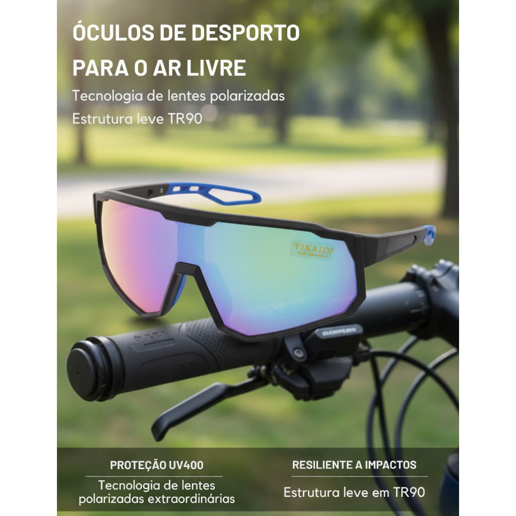 HEYOO Óculos de Sol Esportivo Monobloco em TR90, Proteção UV400, Anti-Luz Forte Essencial para Esportes e Uso Diário