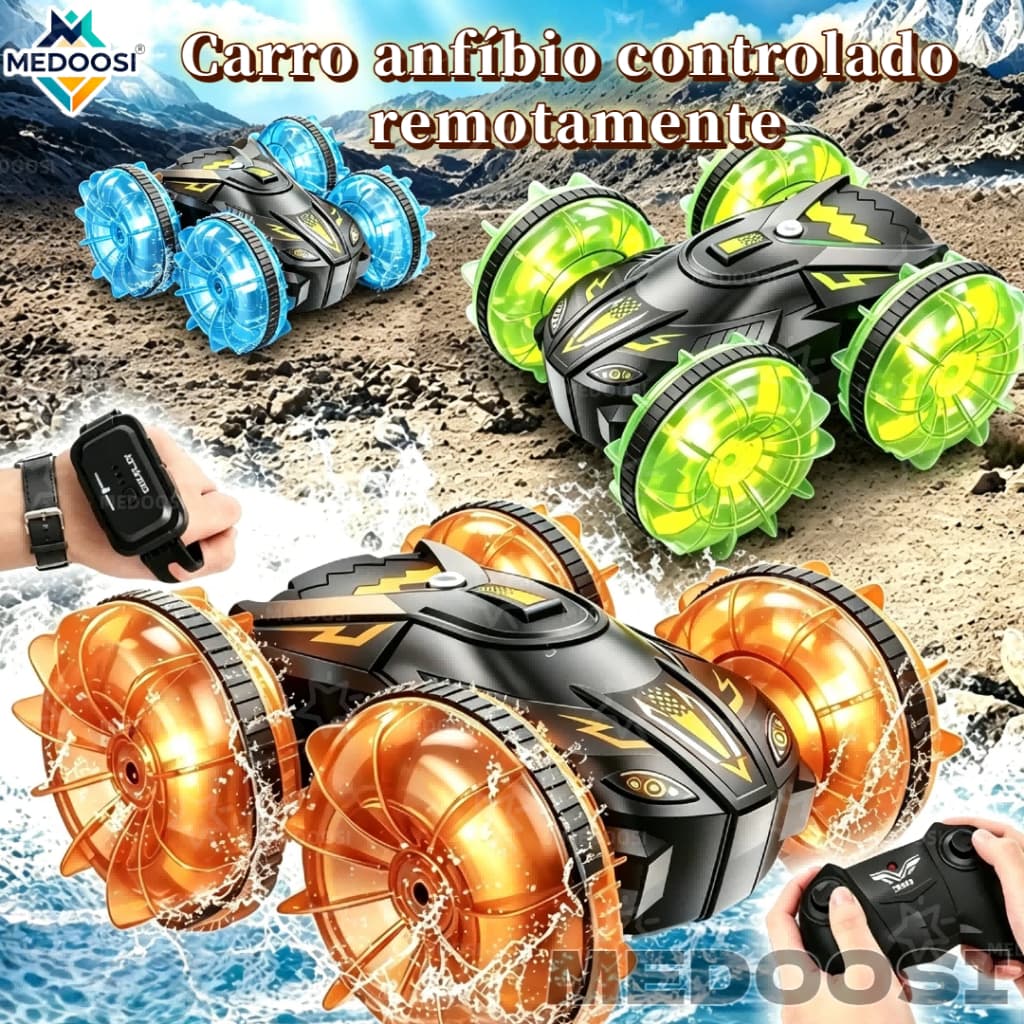 MEDOOSI Carrinho de Controle Remoto 4WD 360°​ | Carro Acrobático com LED, Anfíbio e Drift para Crianças