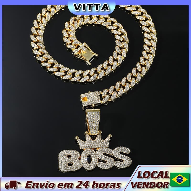 VITTA Hip Hop coroa carta chefe pingente cubano colar boate único Disco masculino colar jóias