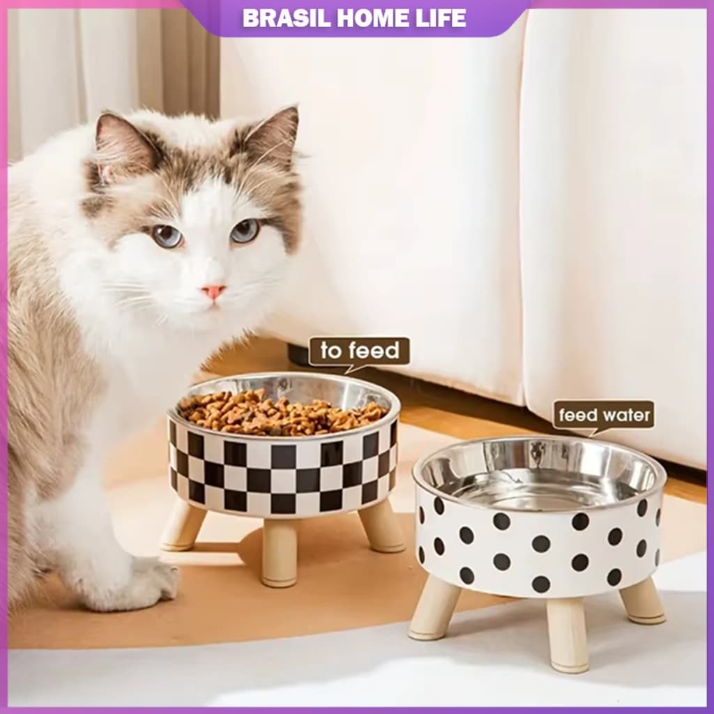 Comedouro Bebedouro Elevado Inox para Cães e Gatos Antiderramamento