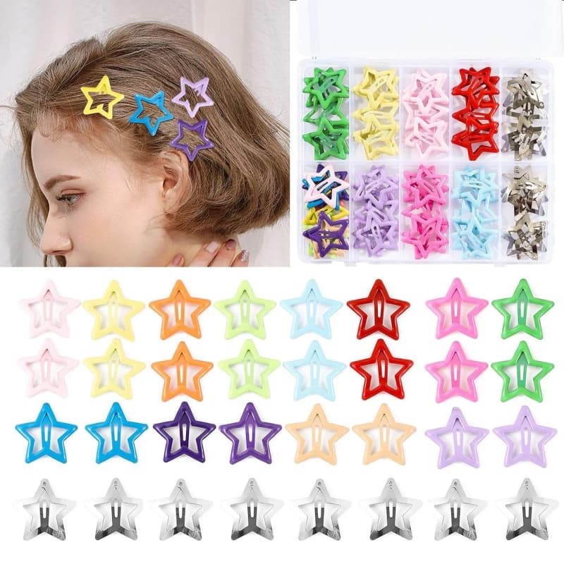 Kit De Grampos De Cabelo Estrela Infantil 10/20/30/40 , Coloridos Y2k Para Meninas , Acessório Tic Tac