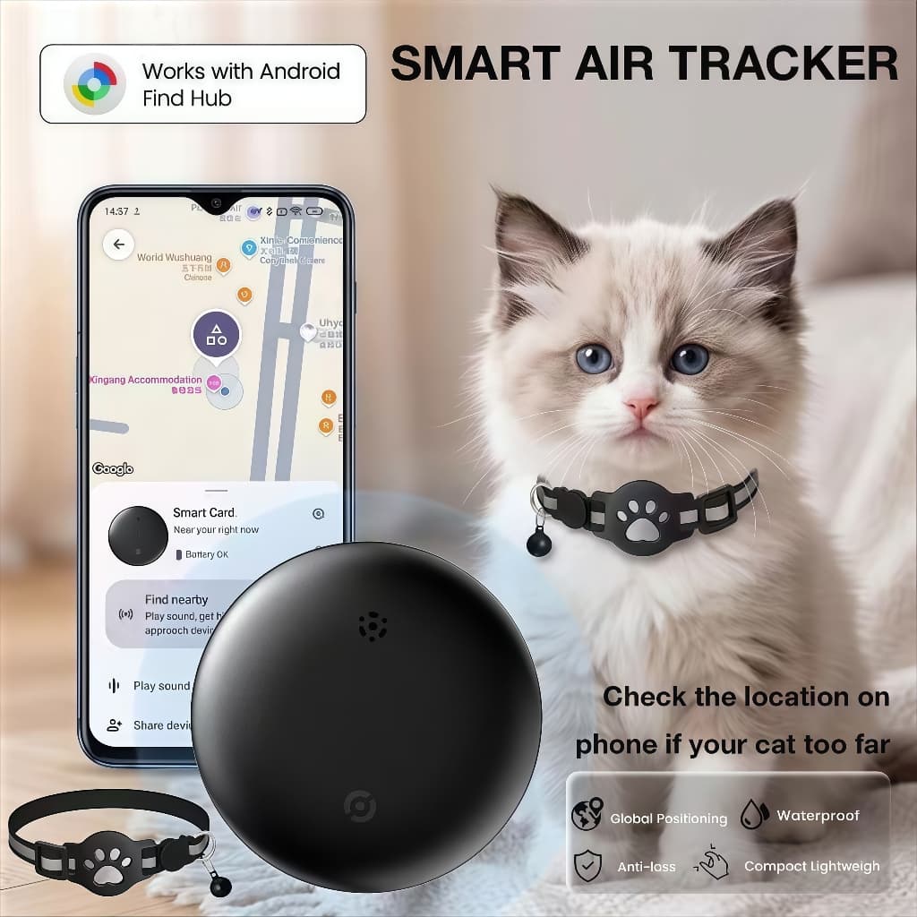 Rastreador para Gatos e Cães Inteligente GPS Localizador Pet App Find My Anti-perda
