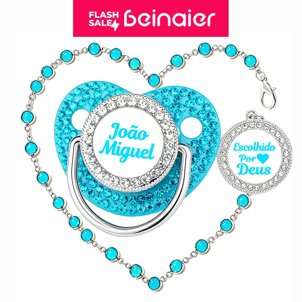 Chupeta para bebês com nome personalizado do bebê, chupeta de silicone BPA Free