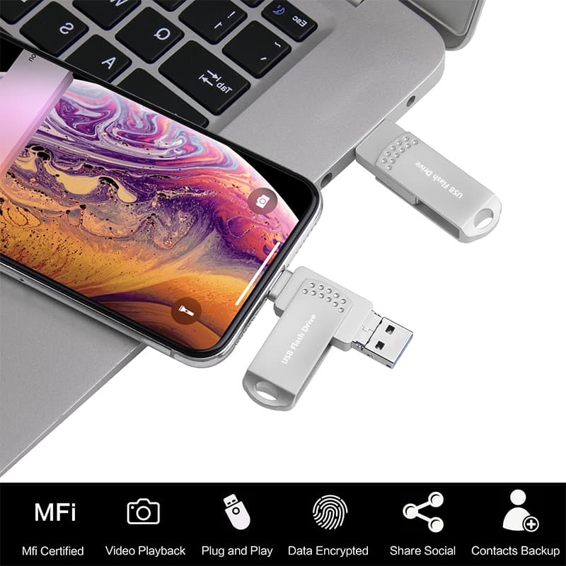 Driver de memória flash de 2TB 3 em 1 OTG para iphone/PC/Android driver de memória flash 1TB 512gb 256gb Pendrive driver