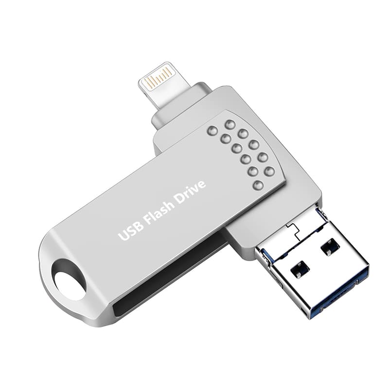 Unidade Flash USB 3 Em 1-E Pen Drive De Metal Micro 3.0 , Bastão De Memória OTG De Alta Velocidade Para iPhone , Android