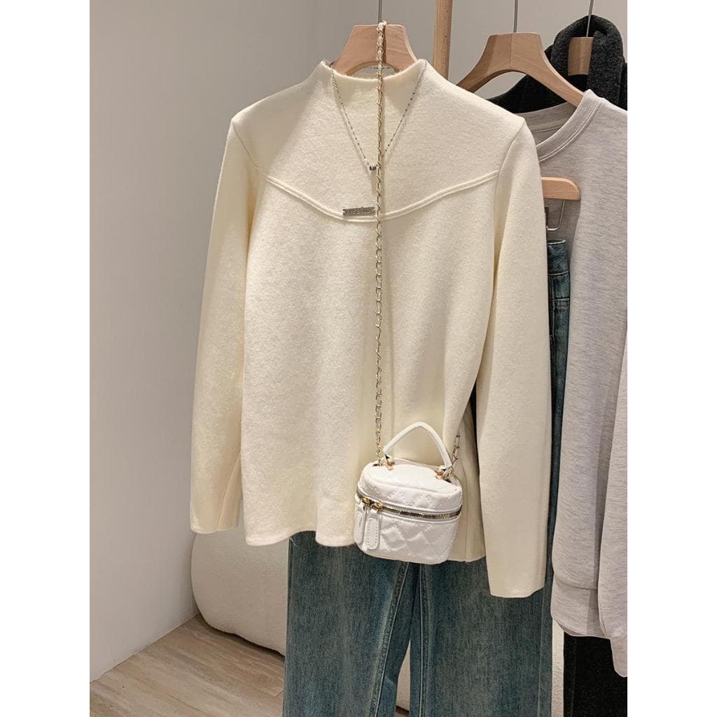 Forro de lã engrossado camisa de fundo feminino outono inverno novo estilo moda All-Match redução de idade