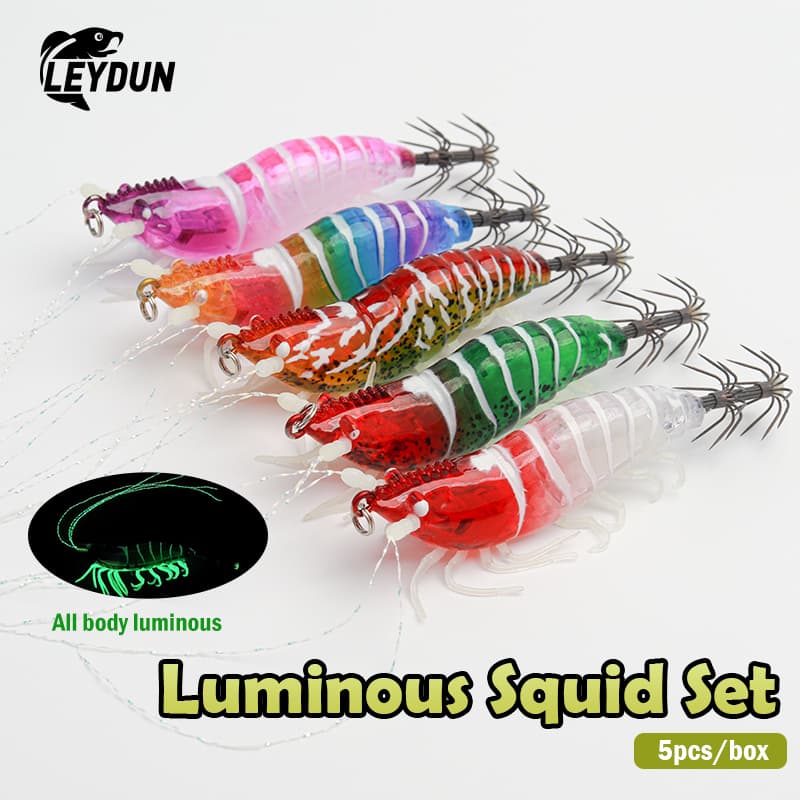 LEYDUN 5 Pcs Egi Squid Jig Isca De Pesca De Água Salgada BKK Gancho 60mm 80mm