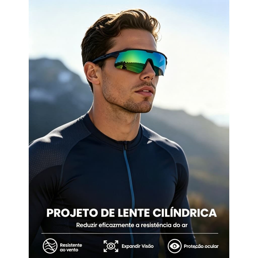 HEYOO Óculos de sol TR90 Flexível Proteção UV400, Impermeável, Anti-Impacto, Próprio para Ciclismo e Corrida Externa
