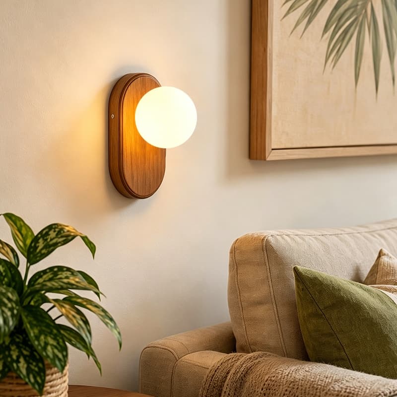 Arandela de parede LED Base de Madeira Minimalista Acolhedora Quarto Corredor Sala Estar Luminária de parede Estilosa